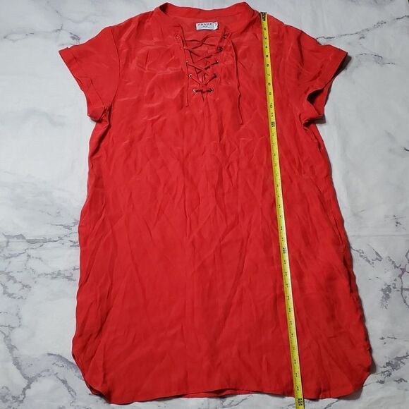 FRAME Denim Blood Orange Silk Lace-Up Dress - Picture 4 of 7